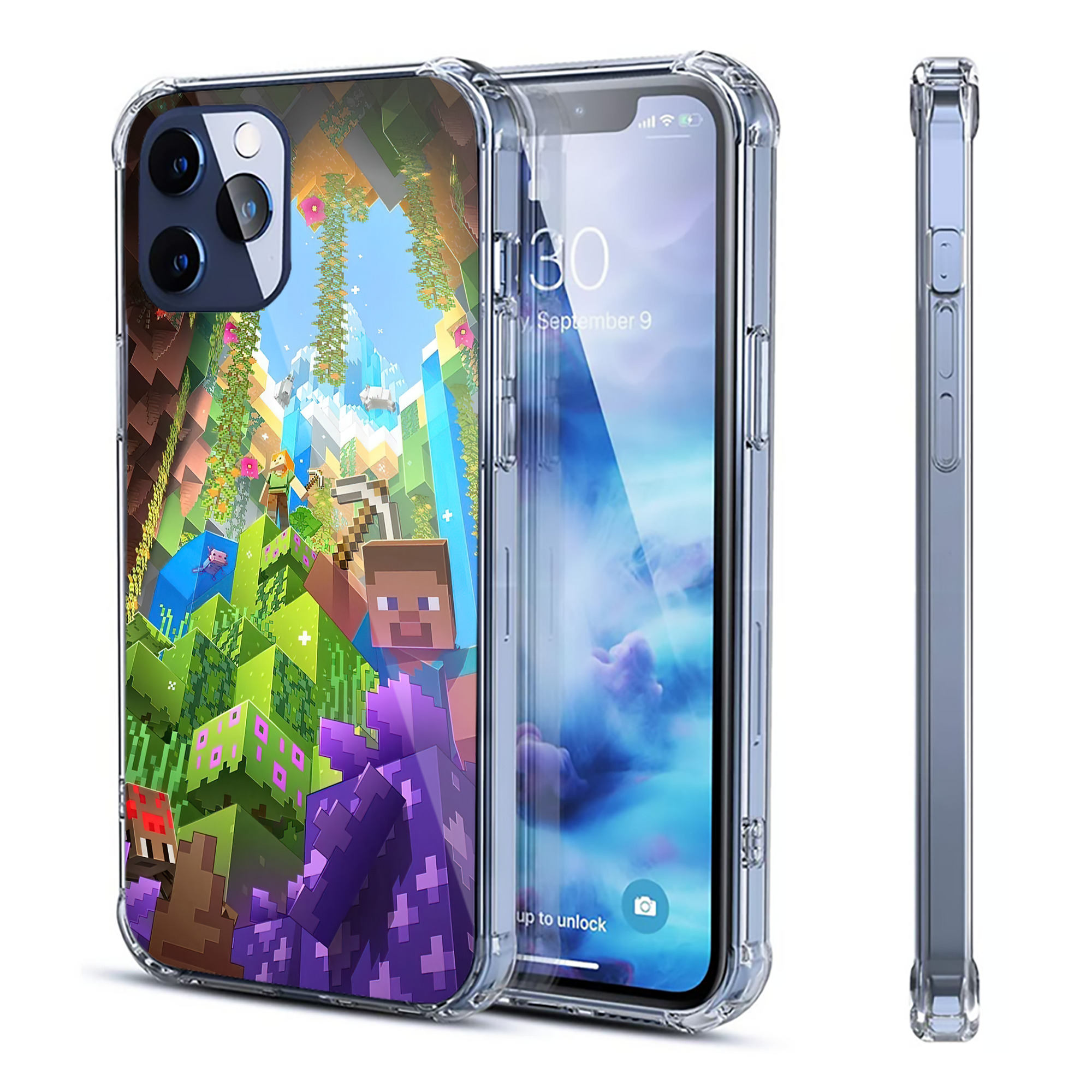 （画像用） マインクラフト ブロックの世界 Minecraft MC Block world 【iPhone 12シリーズ対応】透明スマホケース（クリアソフトケース）